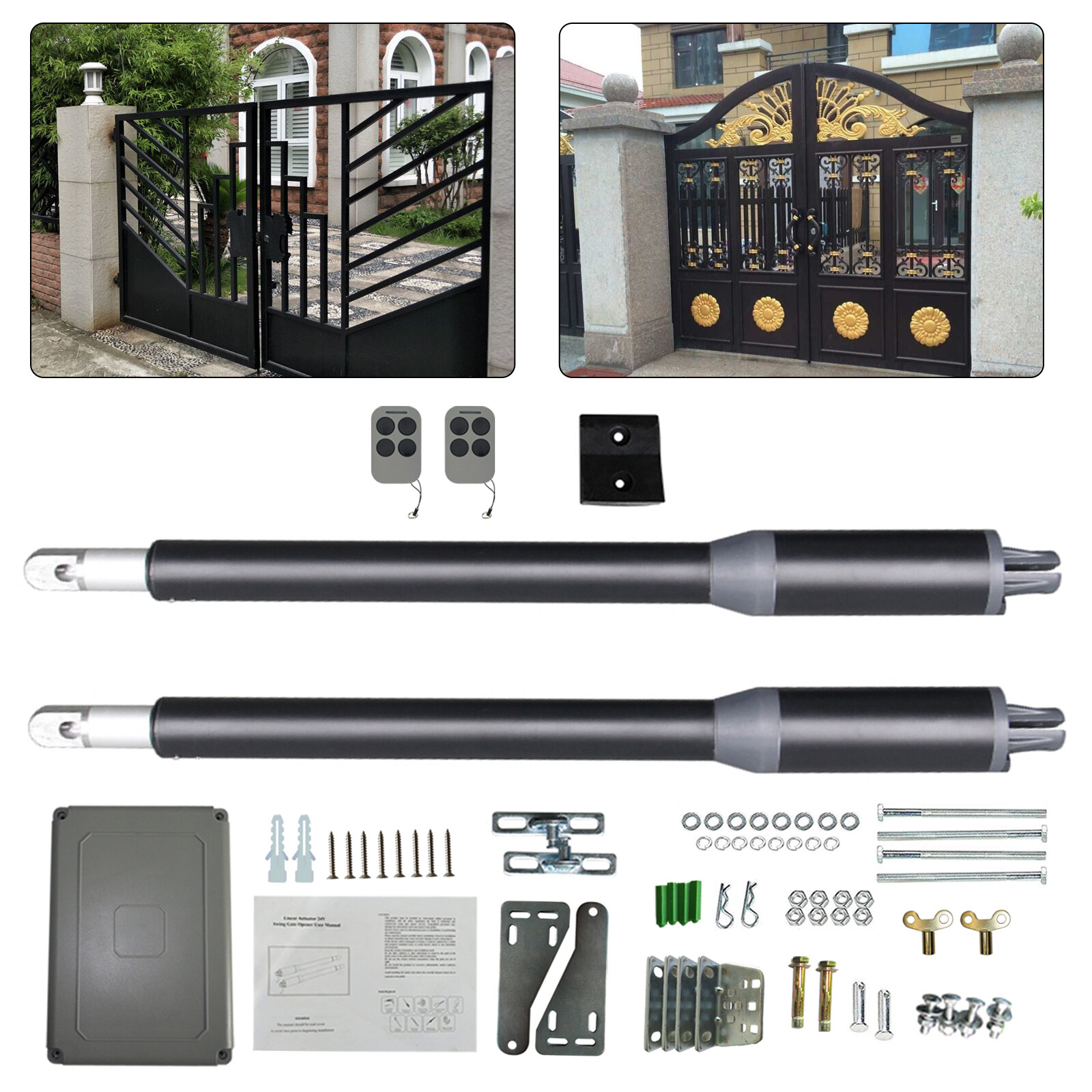 Heavy Duty Automatic Gate Opener-650lb Capacity Remote Control-Waterproof 24VDC