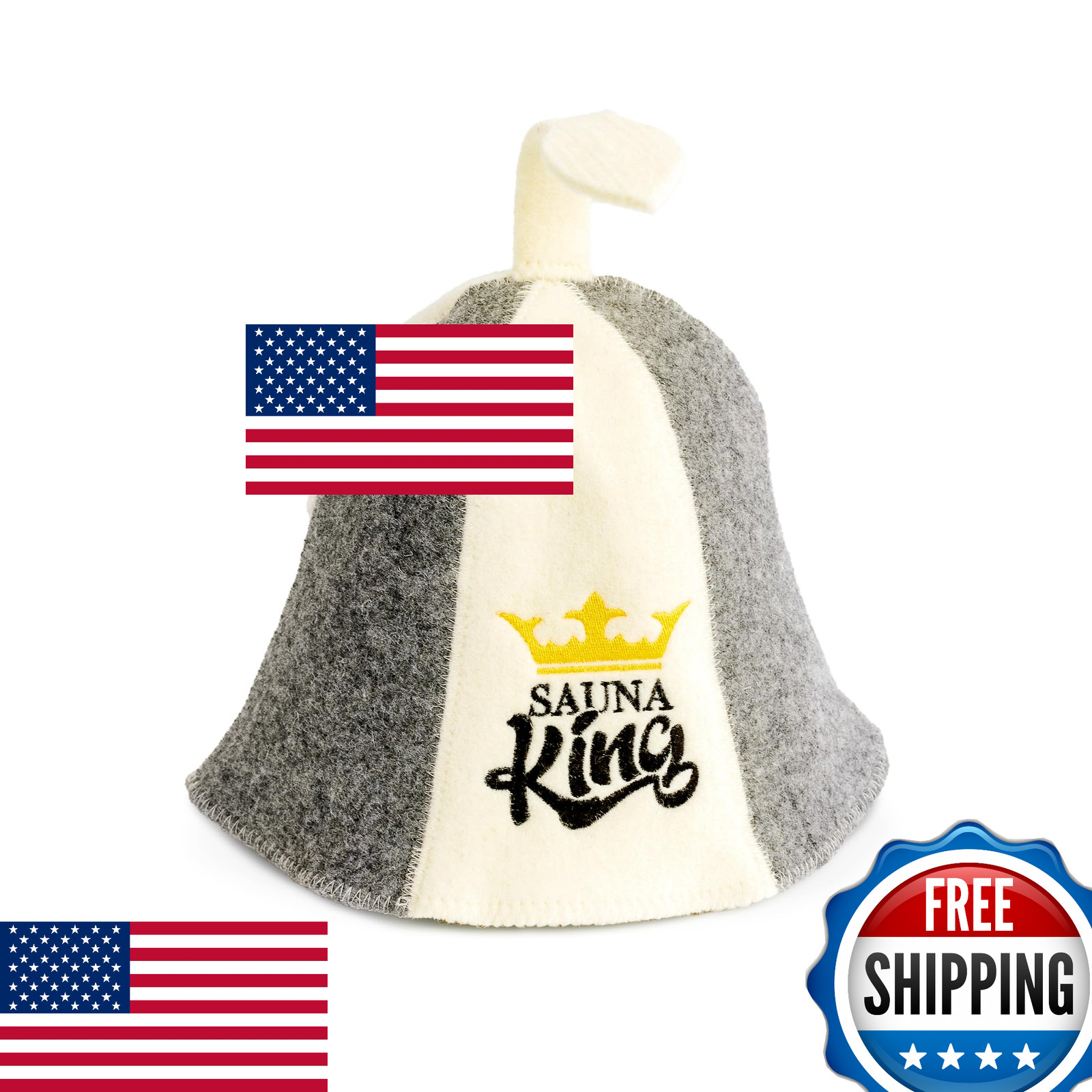 Sauna Guru 'Sauna King' White 100% Organic Wool Felt Hat for Sauna Russia