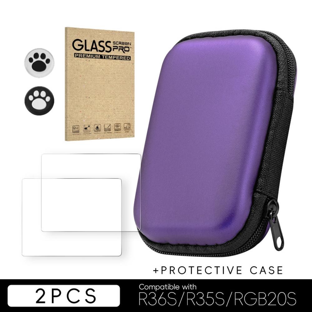 For R36S/R35S/RGB20S Game Console Storage Case Bag + Protective Film + Keycaps