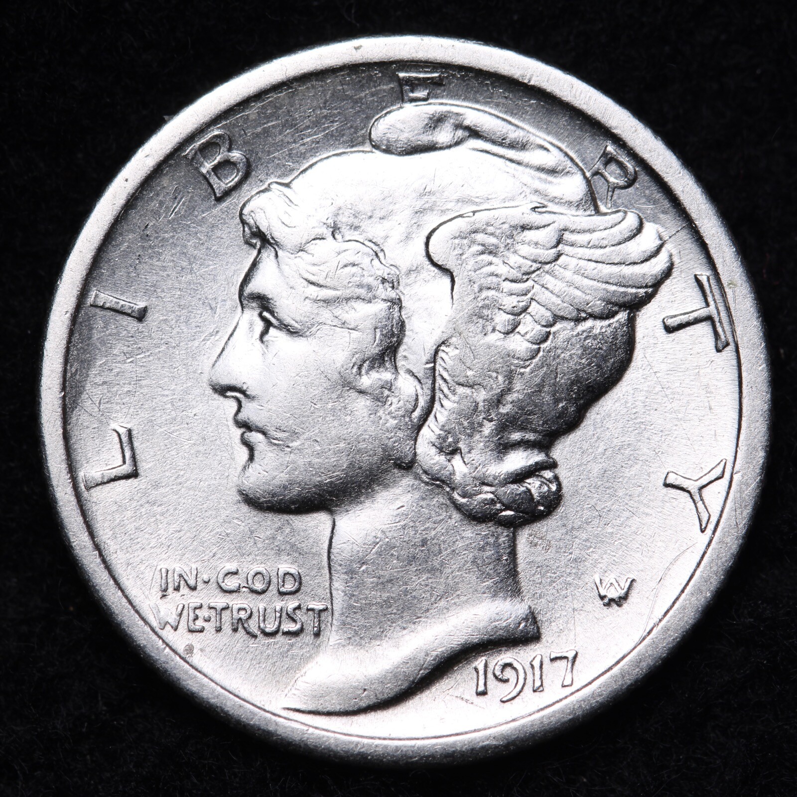 1917 Mercury Silver Dime Nice AU FREE SHIPPING