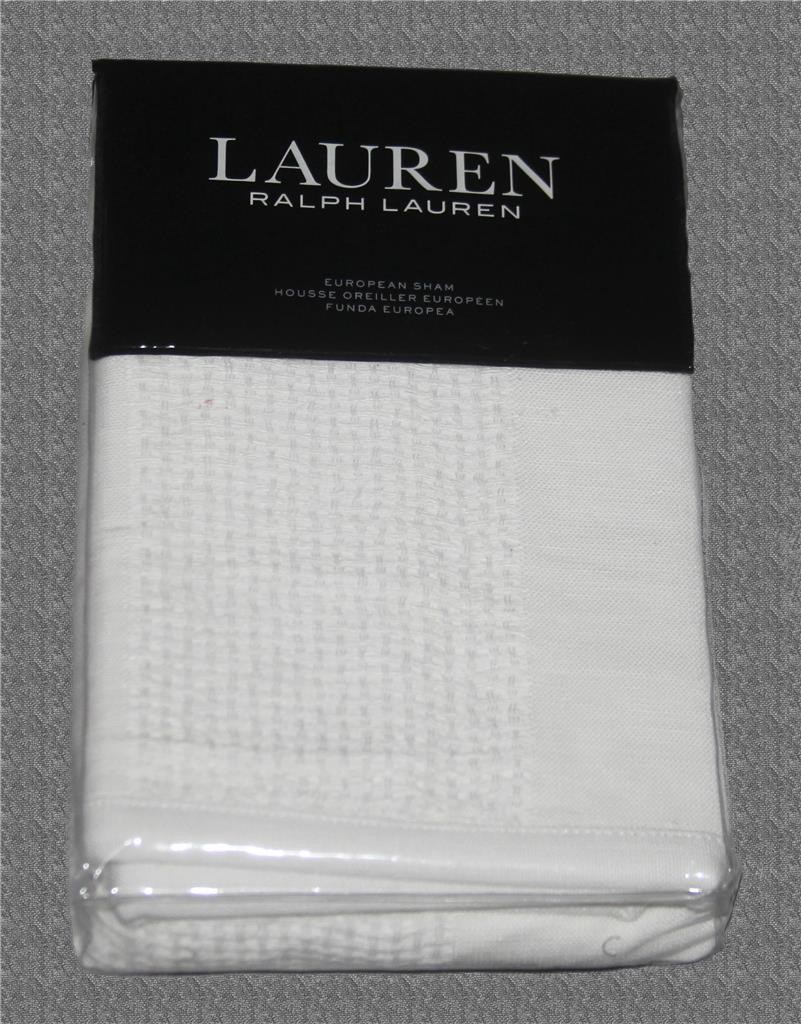 Ralph Lauren White Textured Stripes Hidden Zipper 26 x 26" Woven EURO Sham $135