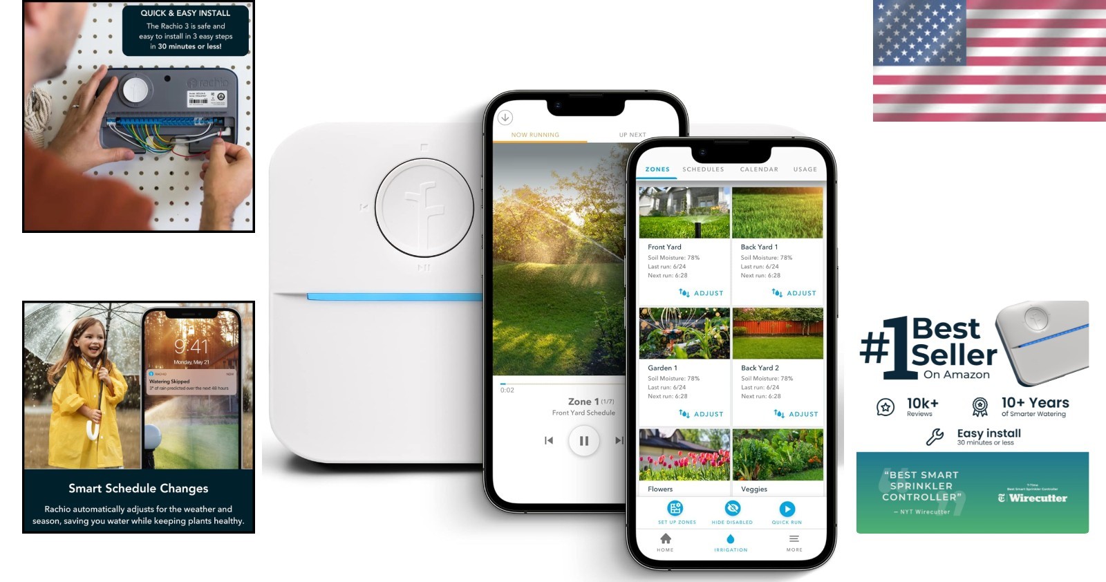 App-Controlled 8-Zone Smart Sprinkler - Automatic Scheduling & Rain Smart Skips