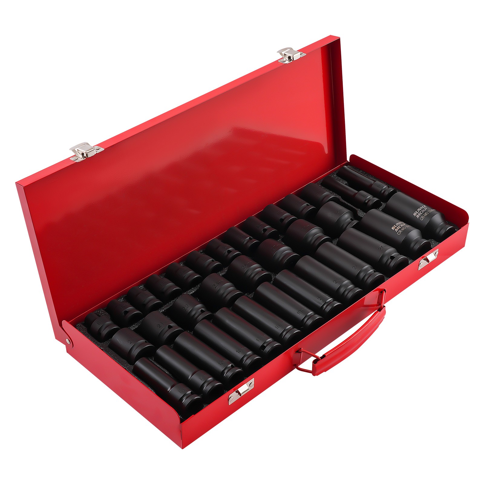35PCS 1/2" Deep Impact Socket Set Drive 6 Point Metric Garage Tool  8 - 32mm