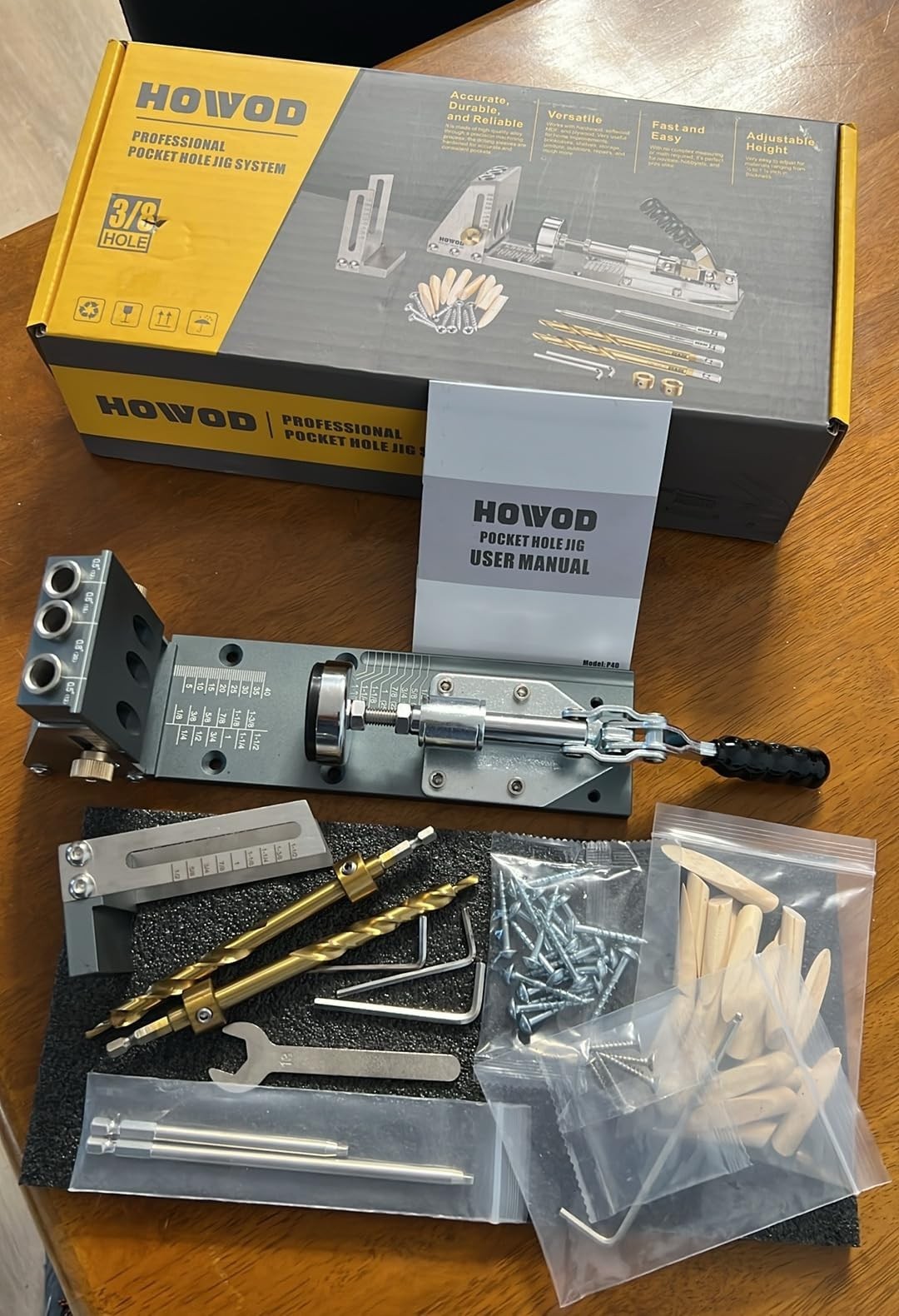 Pocket Hole Jig Kit, Professional Metal Pocket Screw Jig System with Detachable