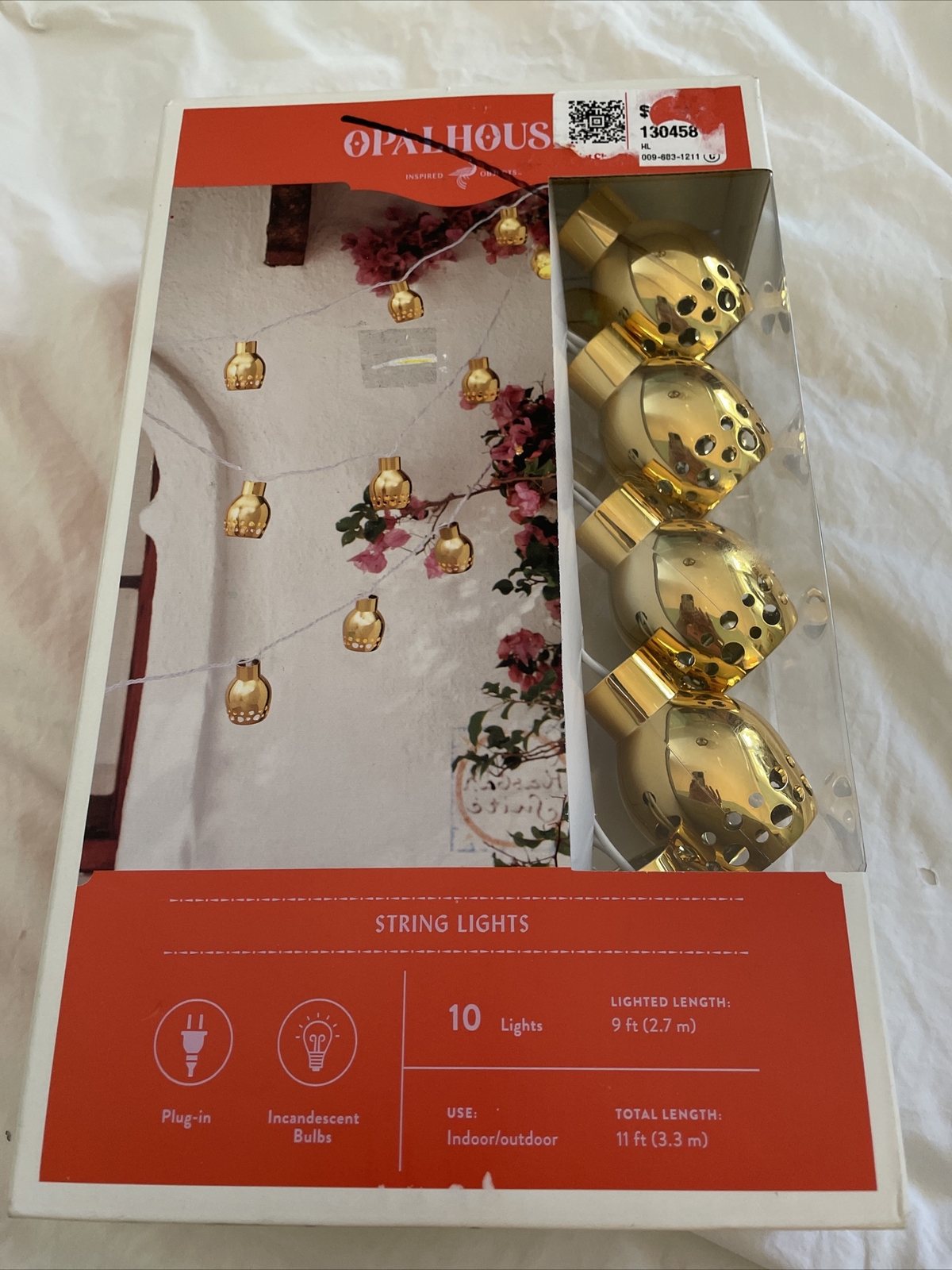 OPALHOUSE GOLD COLOR STRING LIGHTS 10 LIGHTS 9 Ft New