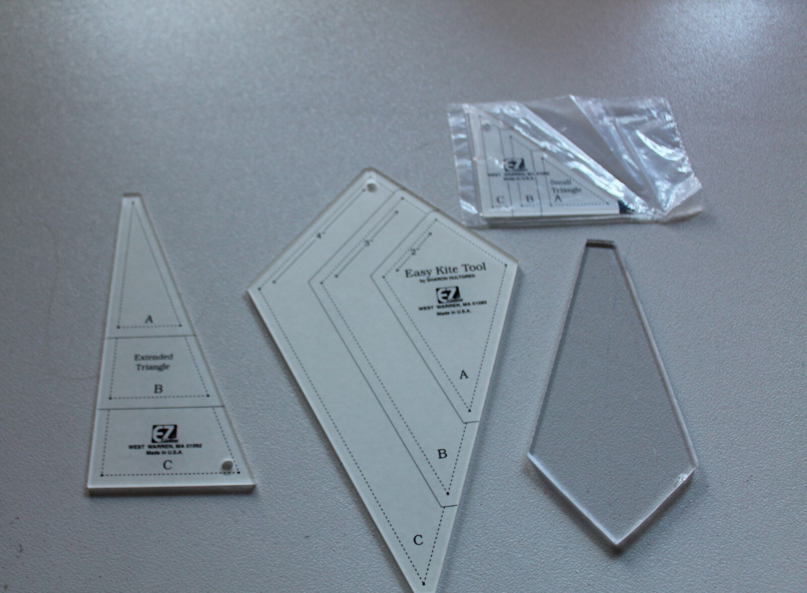 Set of 4 Clear Quilting Templates: Triangles and Kites