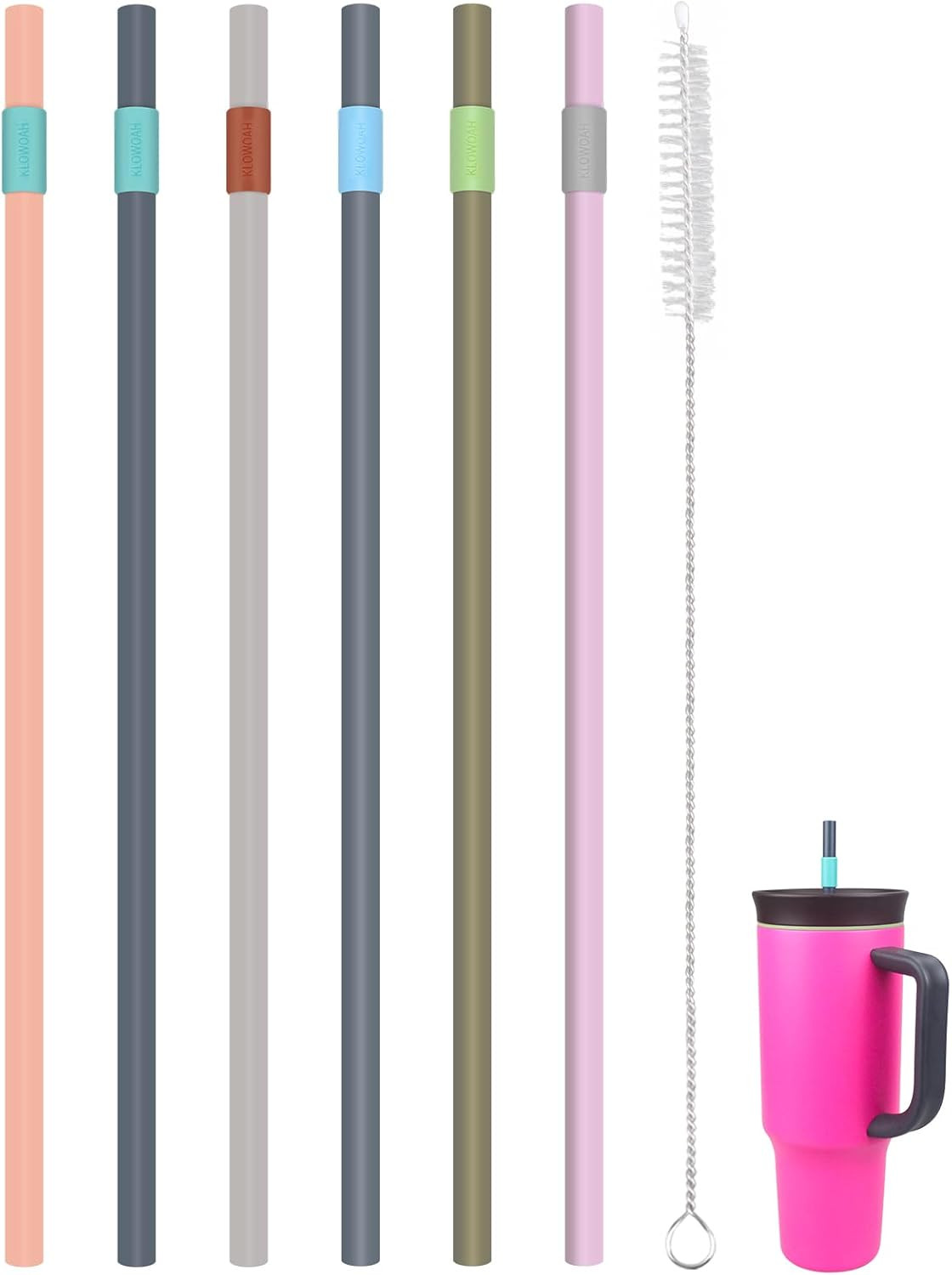 Replacement Straws for Owala 40Oz Tumbler, with 1 Brush,6 Pack (6 Colours)