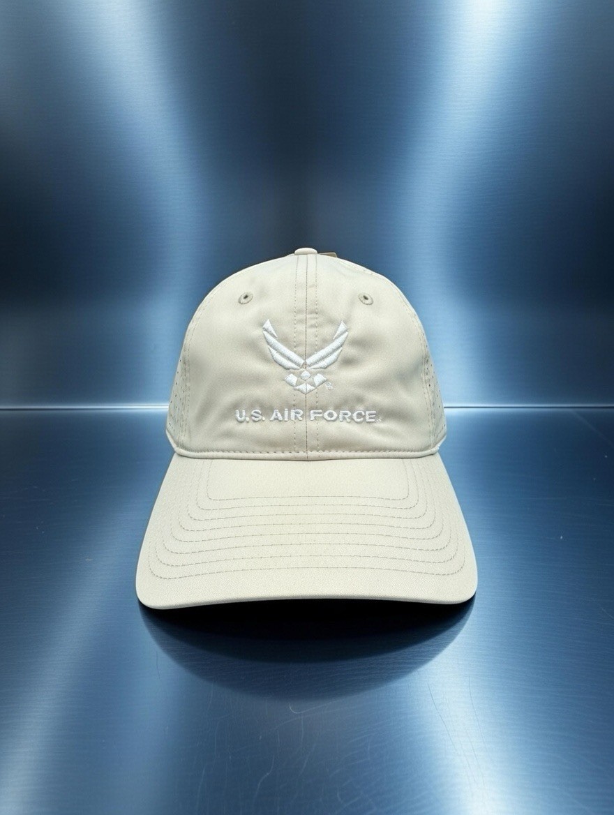 United States Air Force USAF New Wing Logo Beige StrapBack Hat Cap - by The Game
