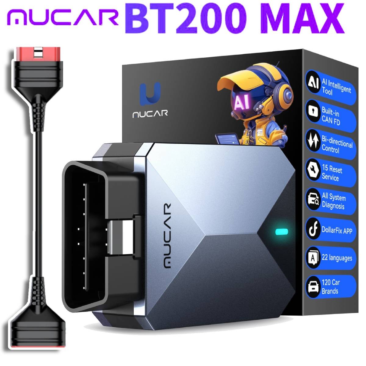 MUCAR BT200 MAX AI-Assistant Car Diagnostic Tool All LifeFree Full System USA