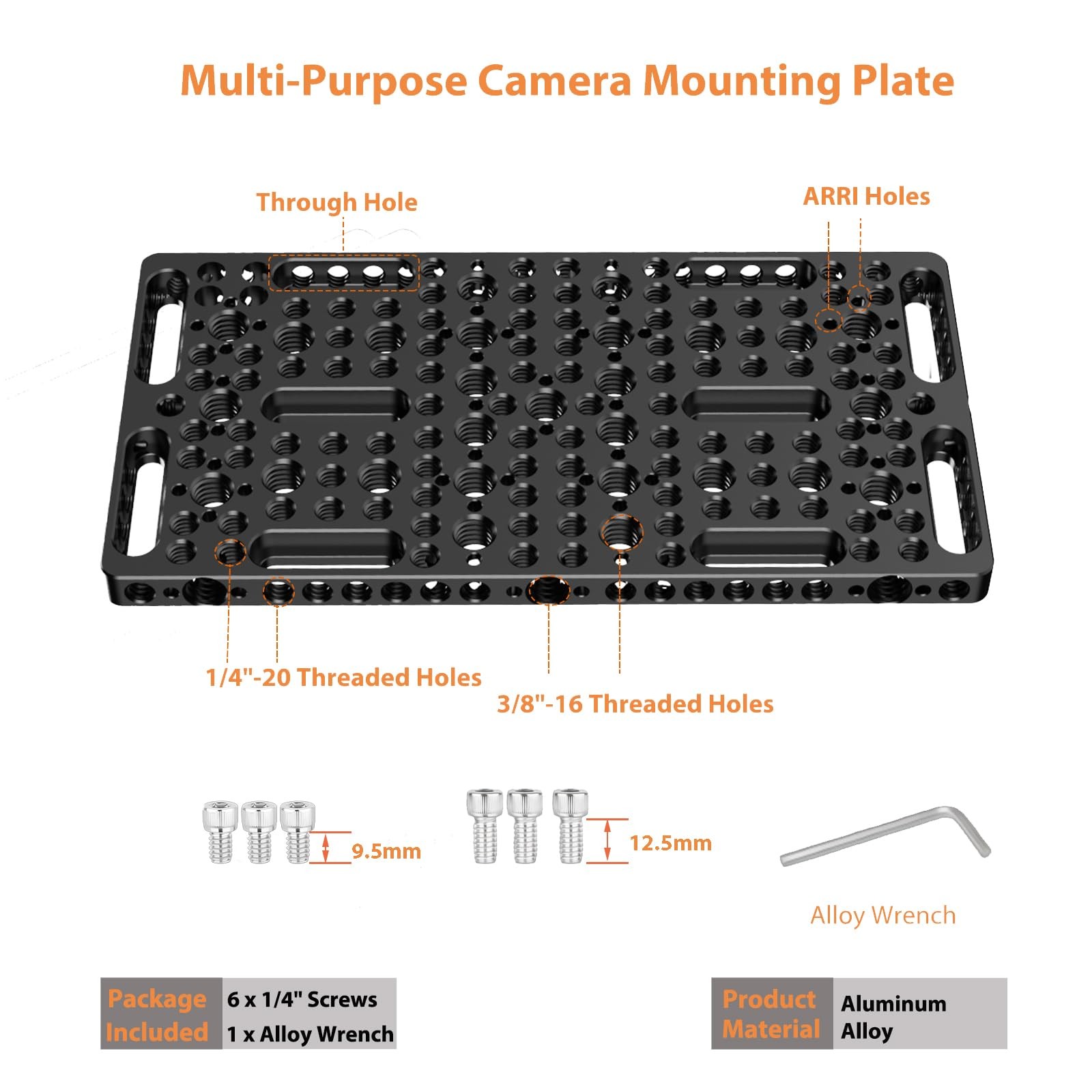 Multi-Functional Camera Cheese Plate 1/4 3/8 Threads Extra Large For Tripod