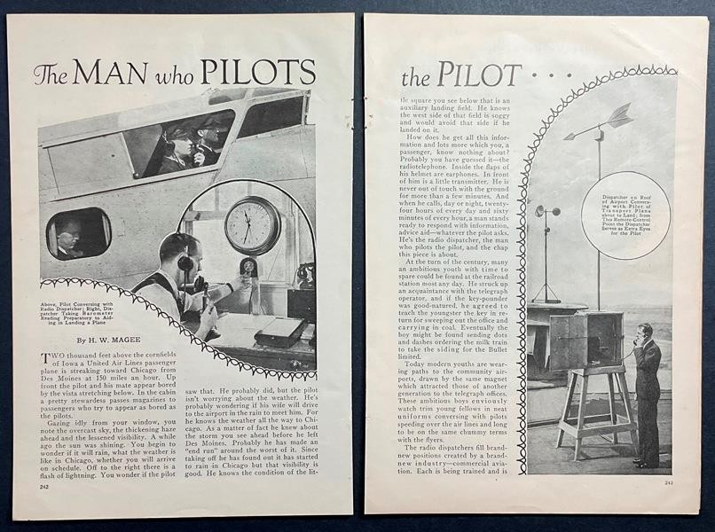 Air Traffic Controllers 1933 pictorial “The Man who Pilots the Pilot” Dispatcher