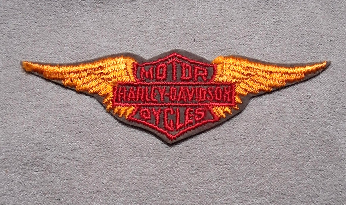 Harley-Davidson Motor Cycles Wing Patch Red Orange Embroidered Biker Badge Logo