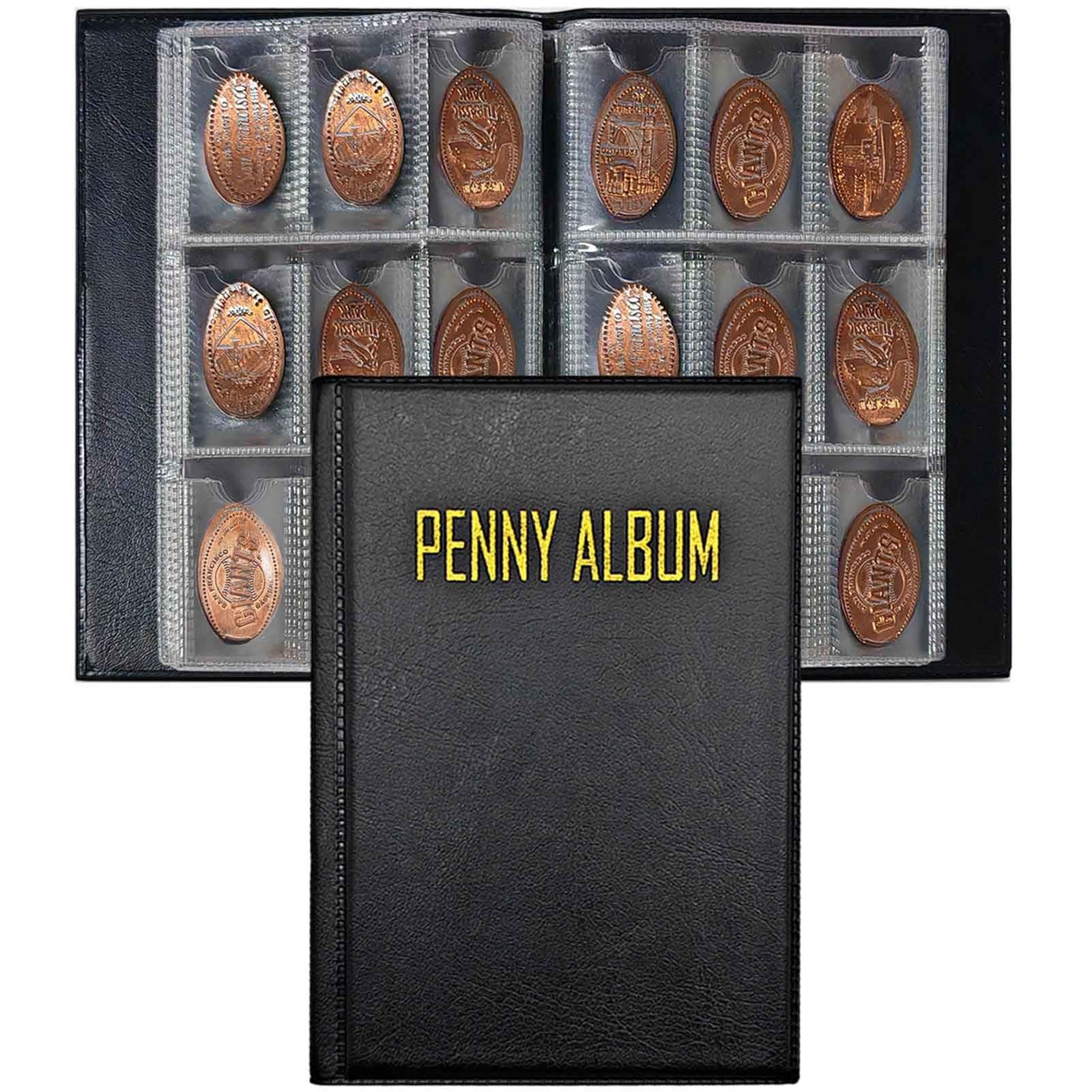 108 Pockets Pressed Penny Collecting Album Book, 6.2" X 4.2" X 0.4", black