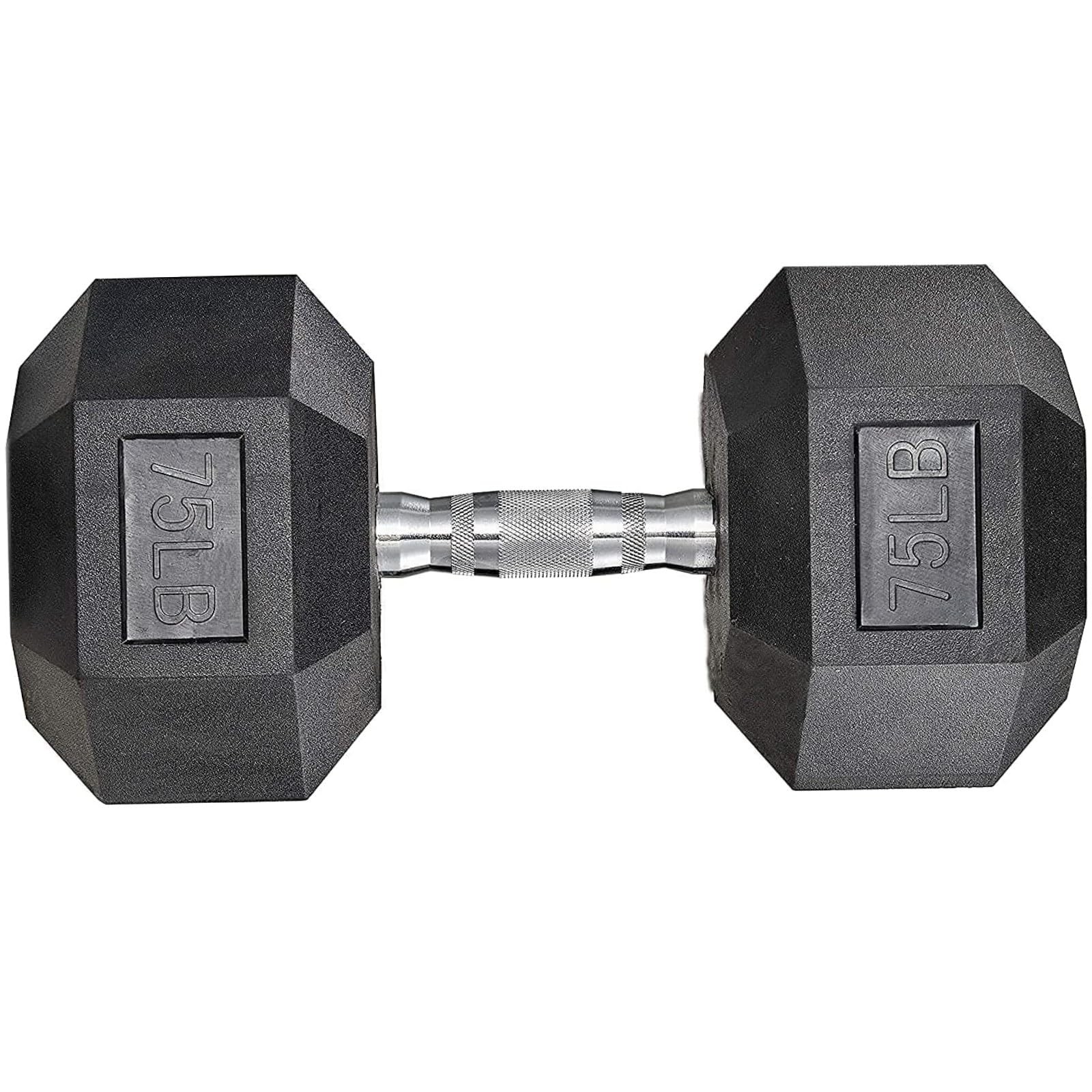 75lb Single Rubber Coated Hex Dumbbell Hand Weight Body Building Training