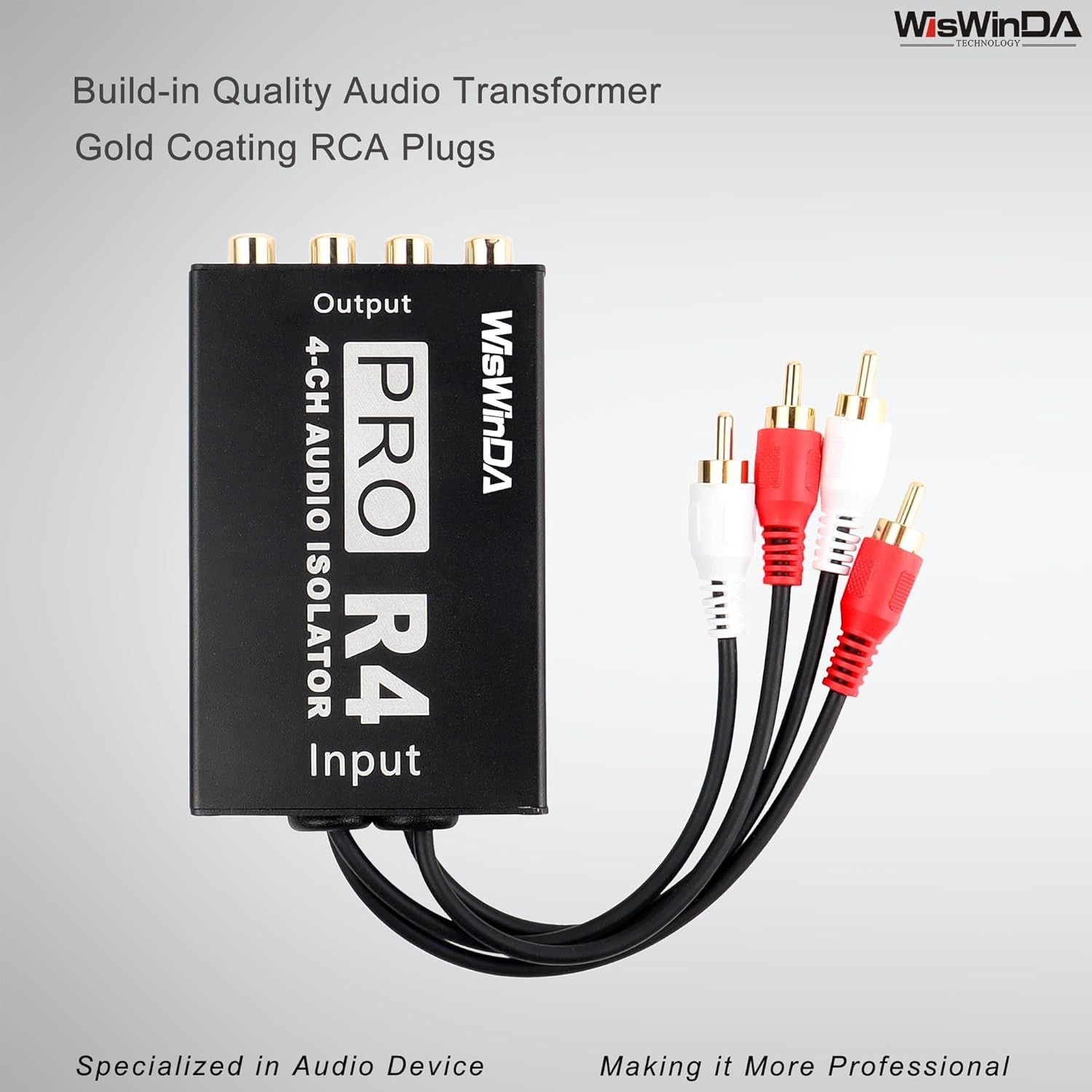 Durable 4-Channel RCA Ground Loop Isolator for Home & Car Audio Systems