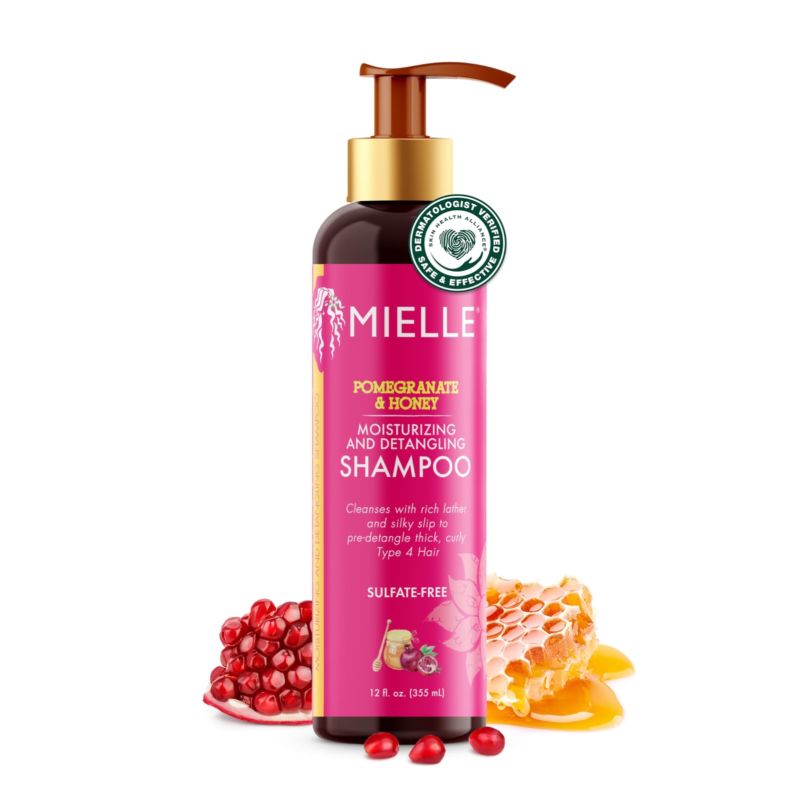 2 PACK Mielle Organics Pomegranate & Honey Detangling & Moisturizing Shampoo -