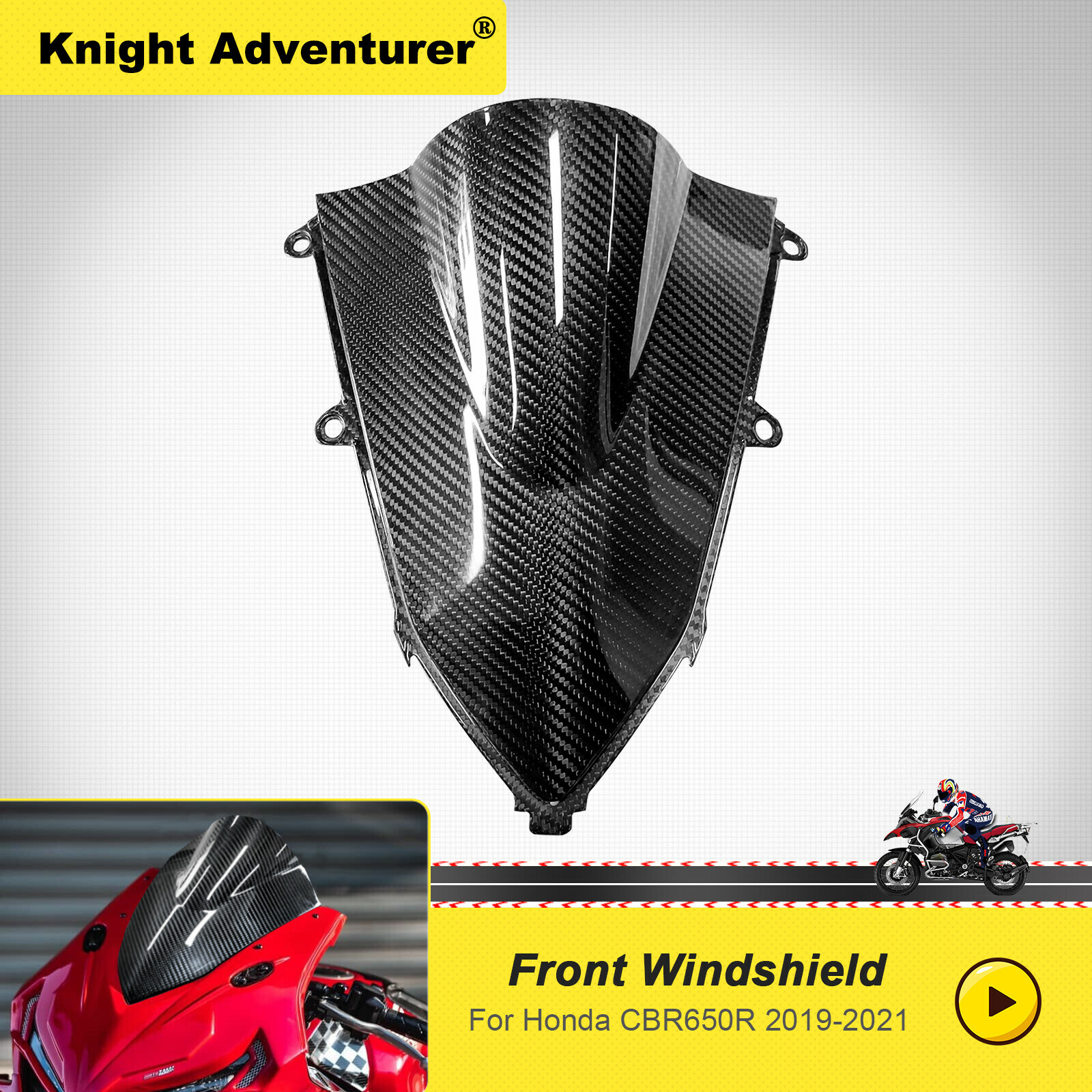 100% Real 3K Dry Carbon Fiber Windshield Windscreen For 2019 Honda CBR650R