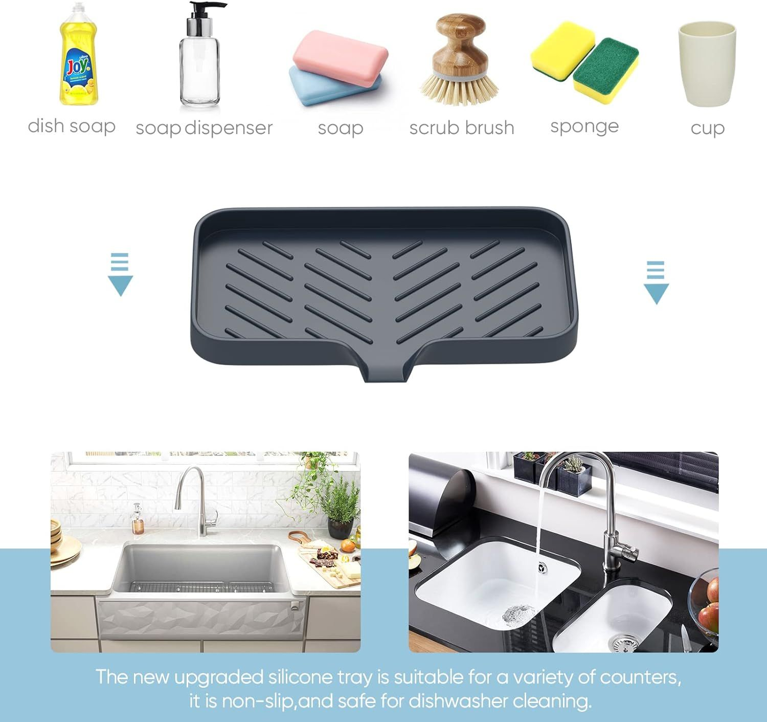 Kitchen Soap Tray,Kitchen Sink Tray Sponge Holder Trbk
