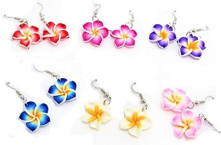 Lovely Hawaiian Plumeria Rubra Dangle Earrings Tropical Flower Bohemia Luau Beac