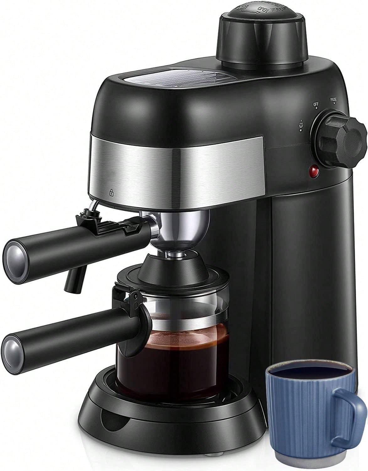 Steam Espresso Machine 3.5 Bar 4 Cup Coffee Maker Milk Frother Latte Cappuccino