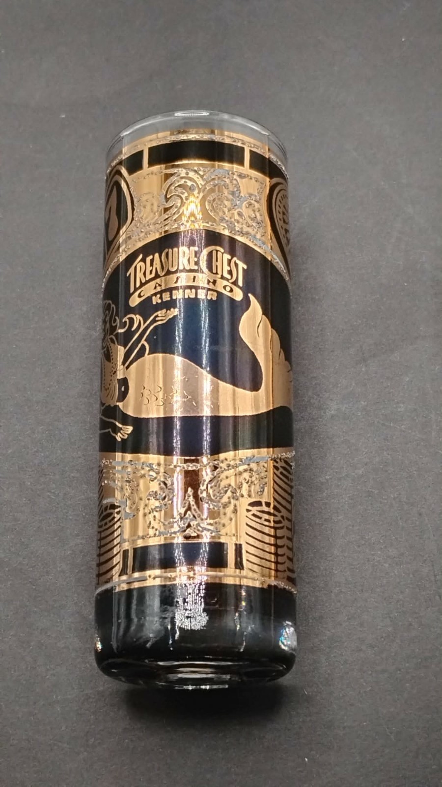 Vintage Treasure Chest Casino Kenner LA Highball or Shot Glass Mermaid Design