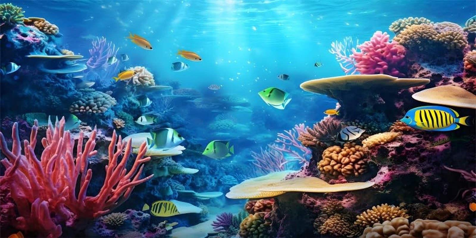 YongFoto Fish Tank Background 72x24 inch Aquarium Background Coral Seaweed Re...