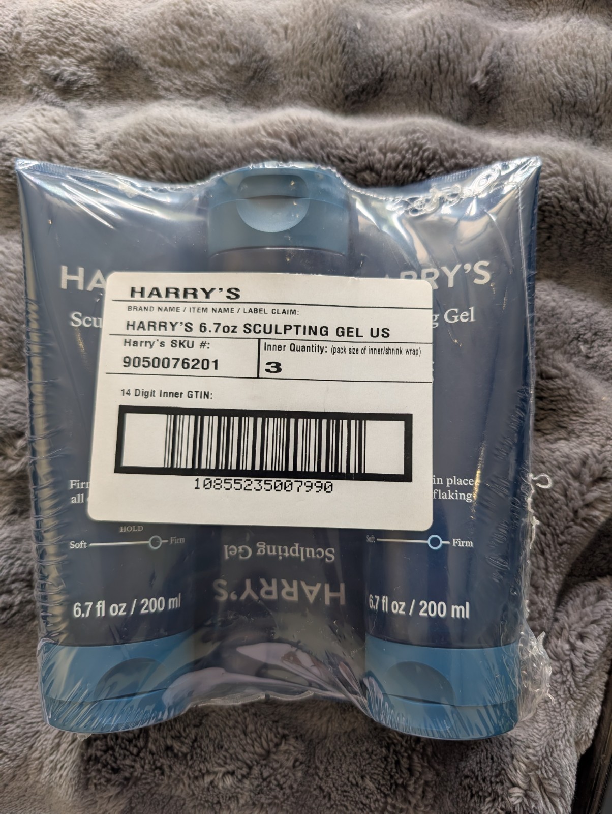 Lot of 3 Harry’s Sculpting Gel Each 6.7oz  Firm Hold, No Flaking  Long Lasting
