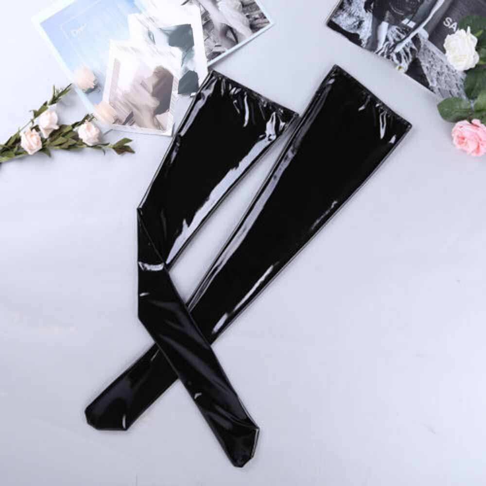 Men Wet Look Latex Long Stockings Thigh High Boots Socks Costume Cosplay Club