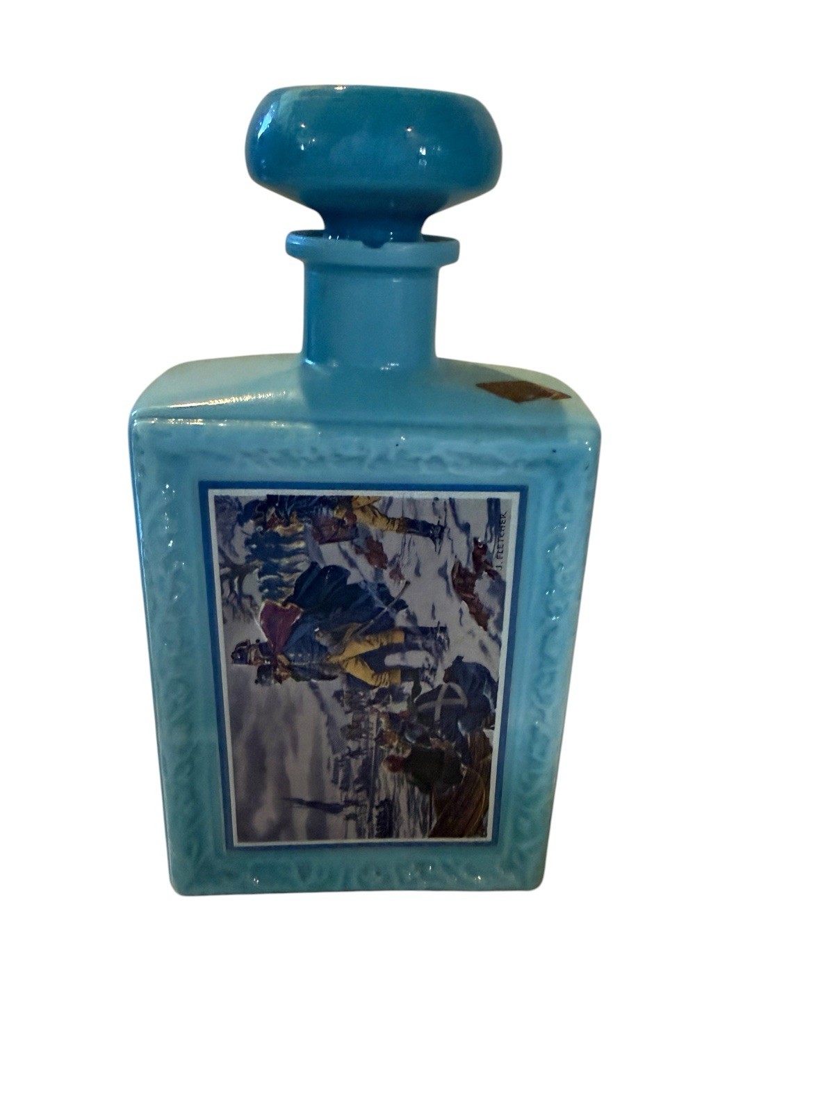 Vintage 1969 J.W. Dant Americana #4 Washington Crossing Delaware Bourbon Bottle