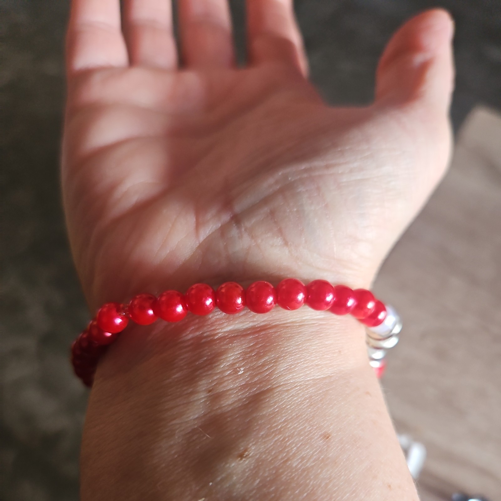 Handmade Beaded chunky Stretchy Bracelet 7"