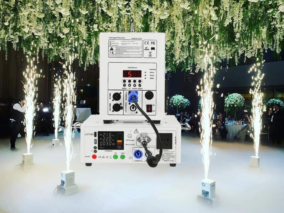 battery recharge spark sparkle machine W/portable mobile power base for party
