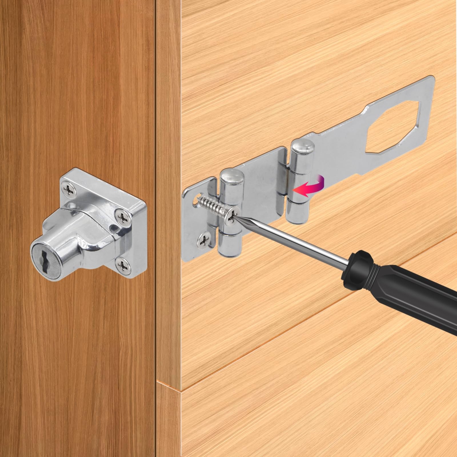 2 Pack Door Lock Hasp Latchs, Collapsible Solid 304 Stainless Steel File Cabi...