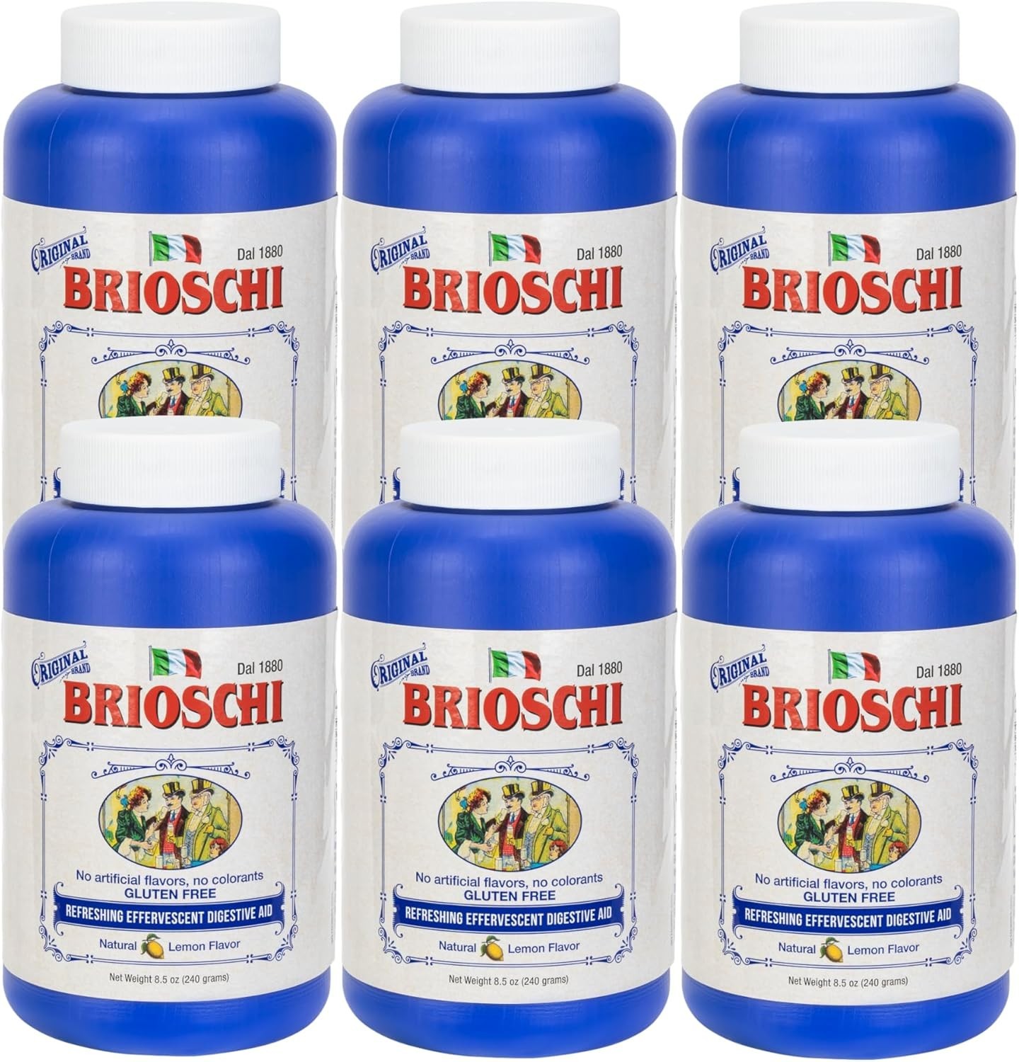 Brioschi - Original Lemon Flavored Effervescent, 8.5 oz. (Pack of 6)