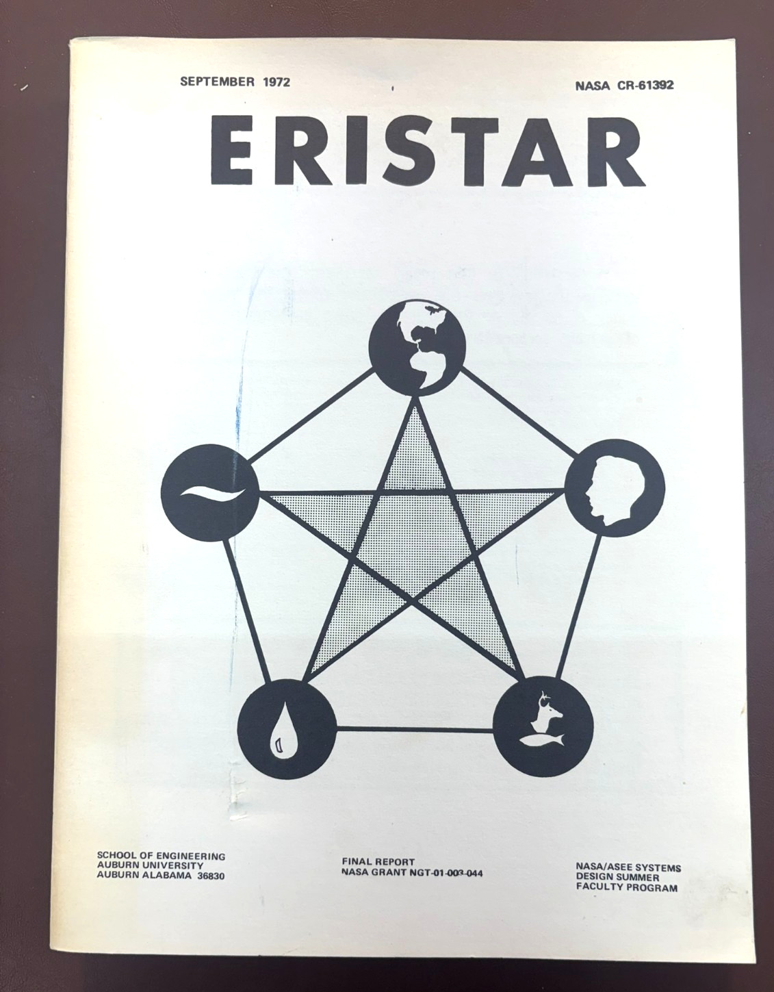 1972 ERISTAR NASA REPORT AUBURN UNIVERSITY ENGINEERING EARTH RESOURCES STORAGE