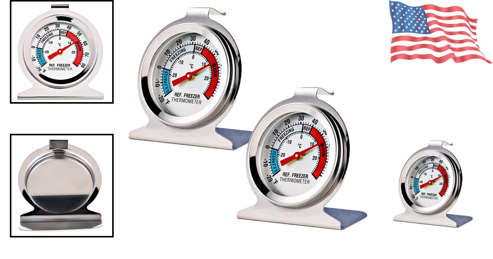 2 Pack Refrigerator Freezer Thermometer Large Dial Analog Thermometer