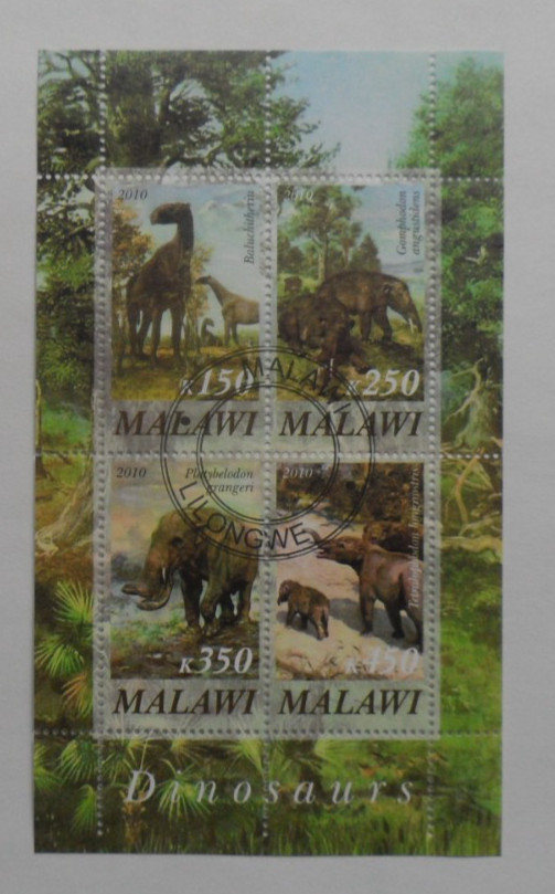 STAMPMART : MALAWI 2010 DINOSAUR PRE HISTORIC CTO USED SOUVENIR SHEET