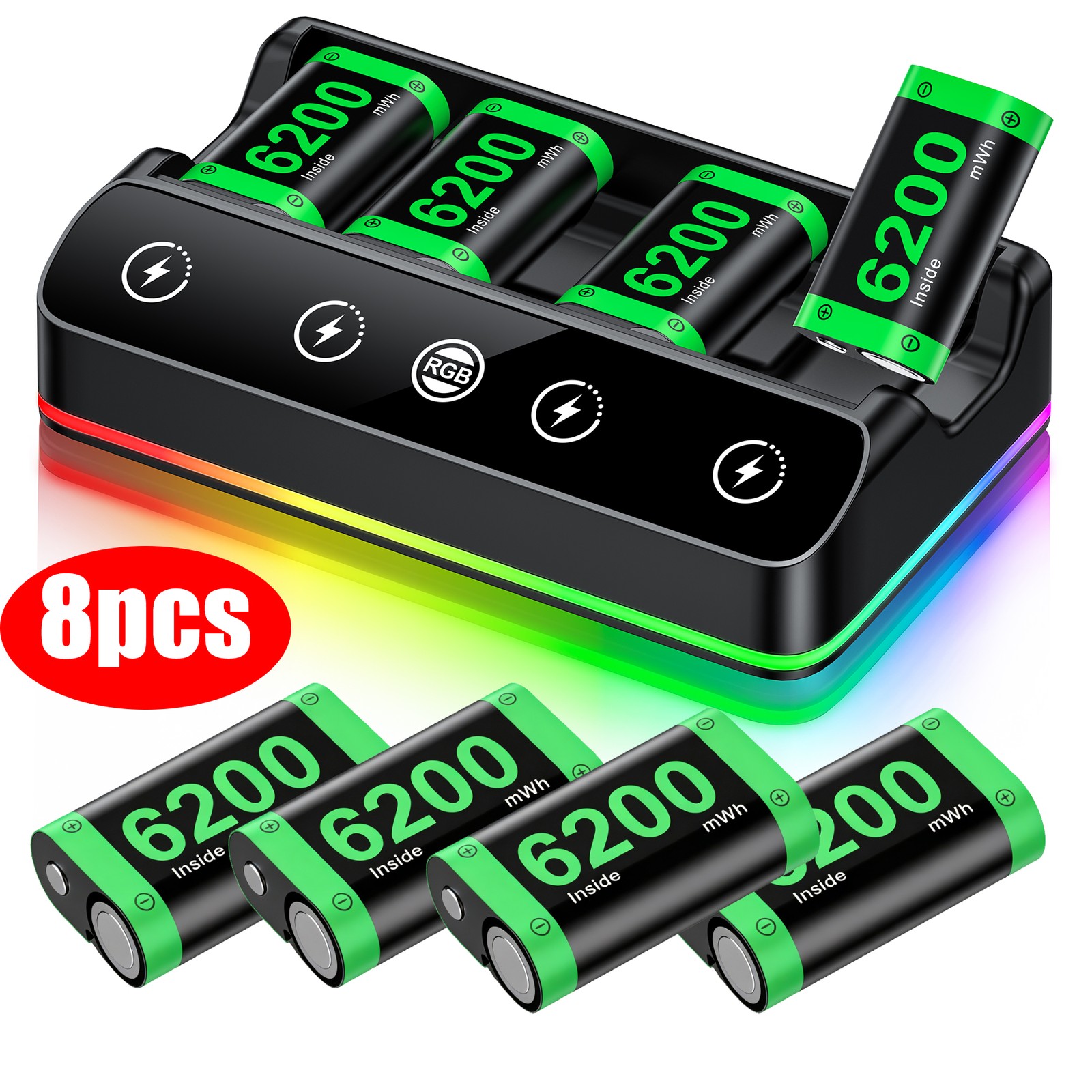 8/4pcs 6200mWh Rechargeable Controller Battery Pack for Xbox Series X|S/Xbox One