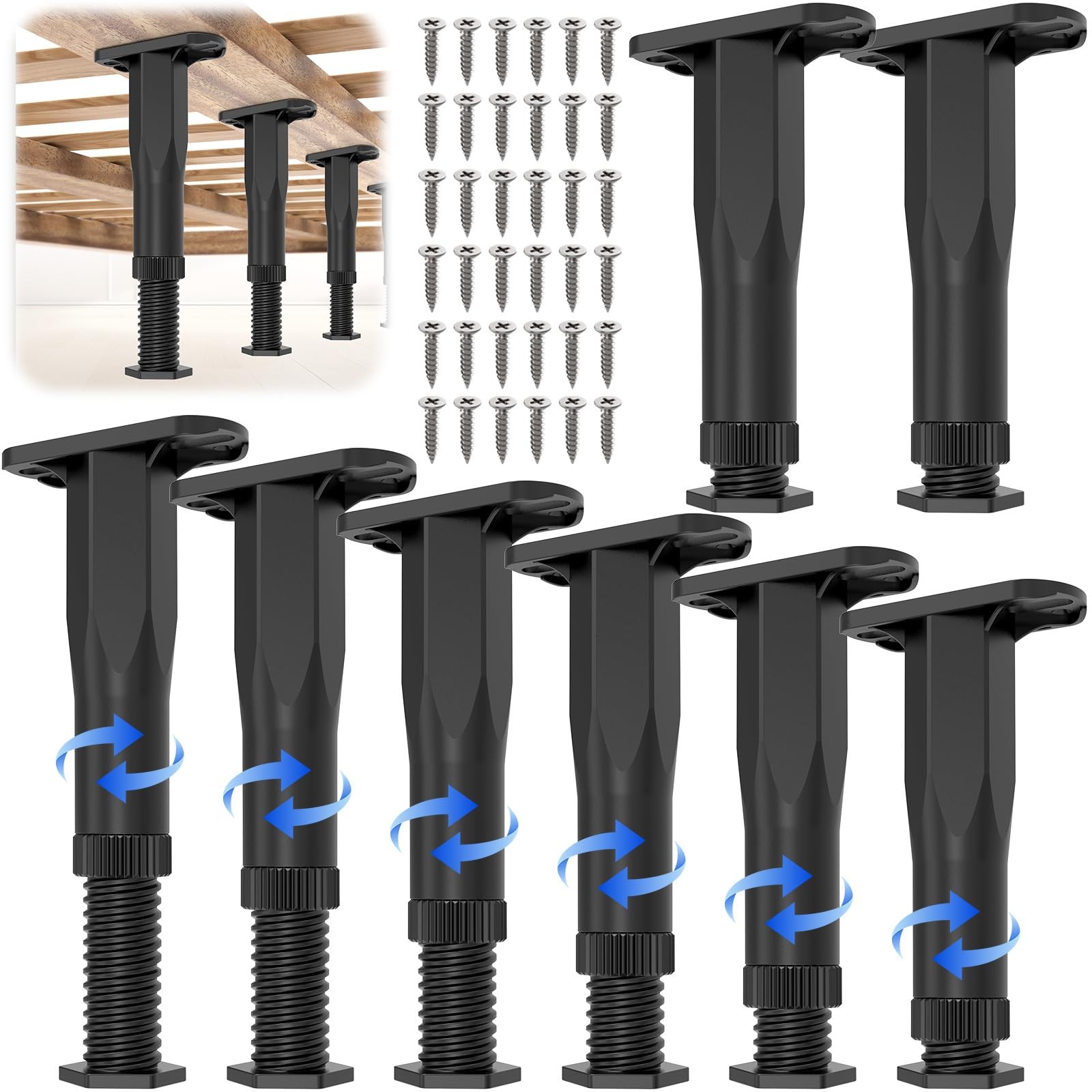 8PCS Adjustable Bed Frame Support (8.3"-14.5"), 8pcs (8.3"-14.5" )