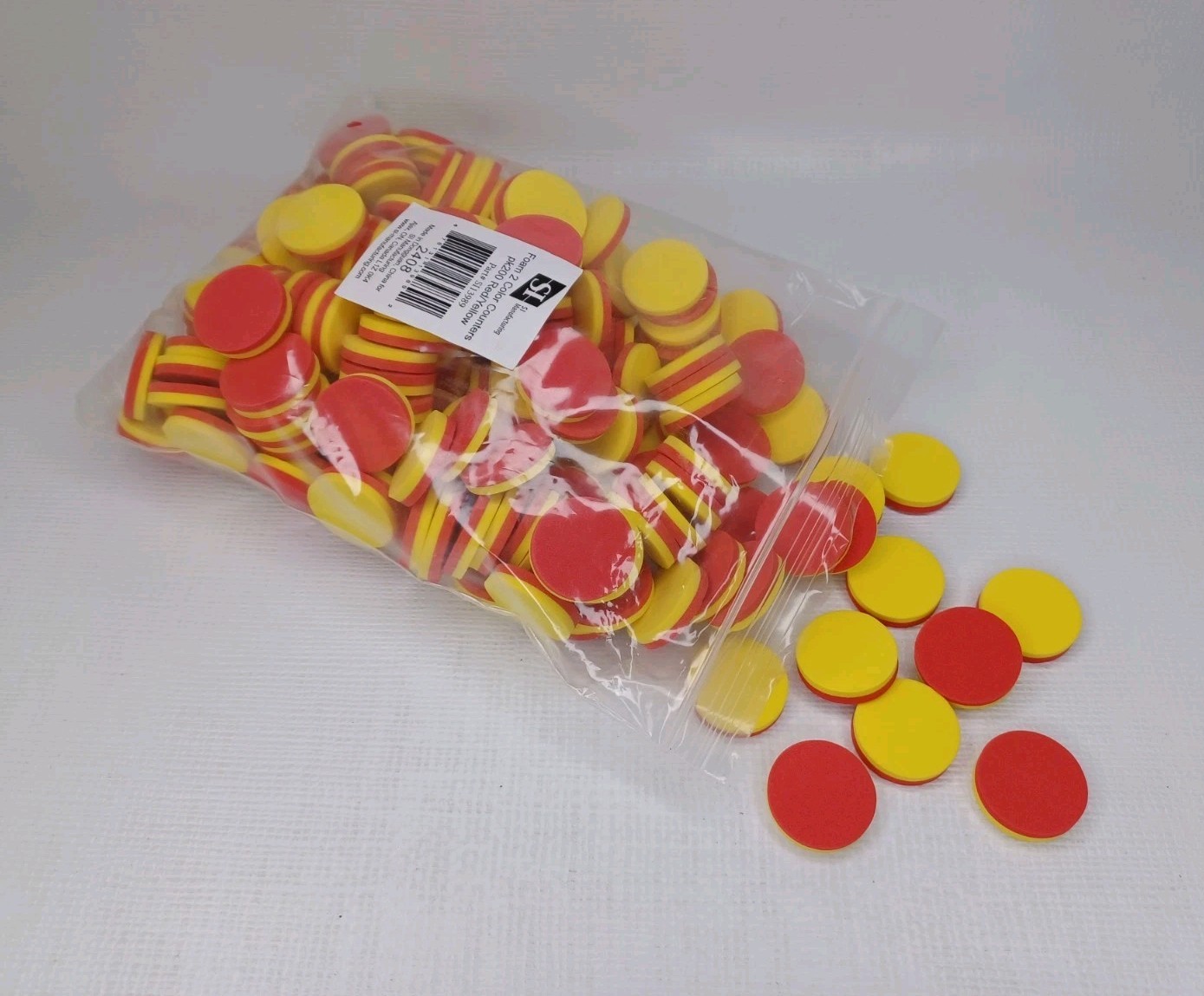 Foam 1" Two Color Counters Red & Yellow Counting Manipulatives Markers