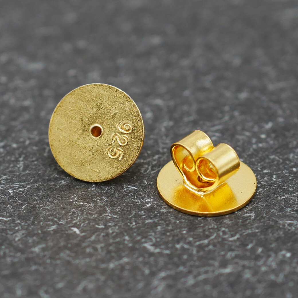 925 Sterling Silver Gold Tone Stud Post Earring Backs Support A4494