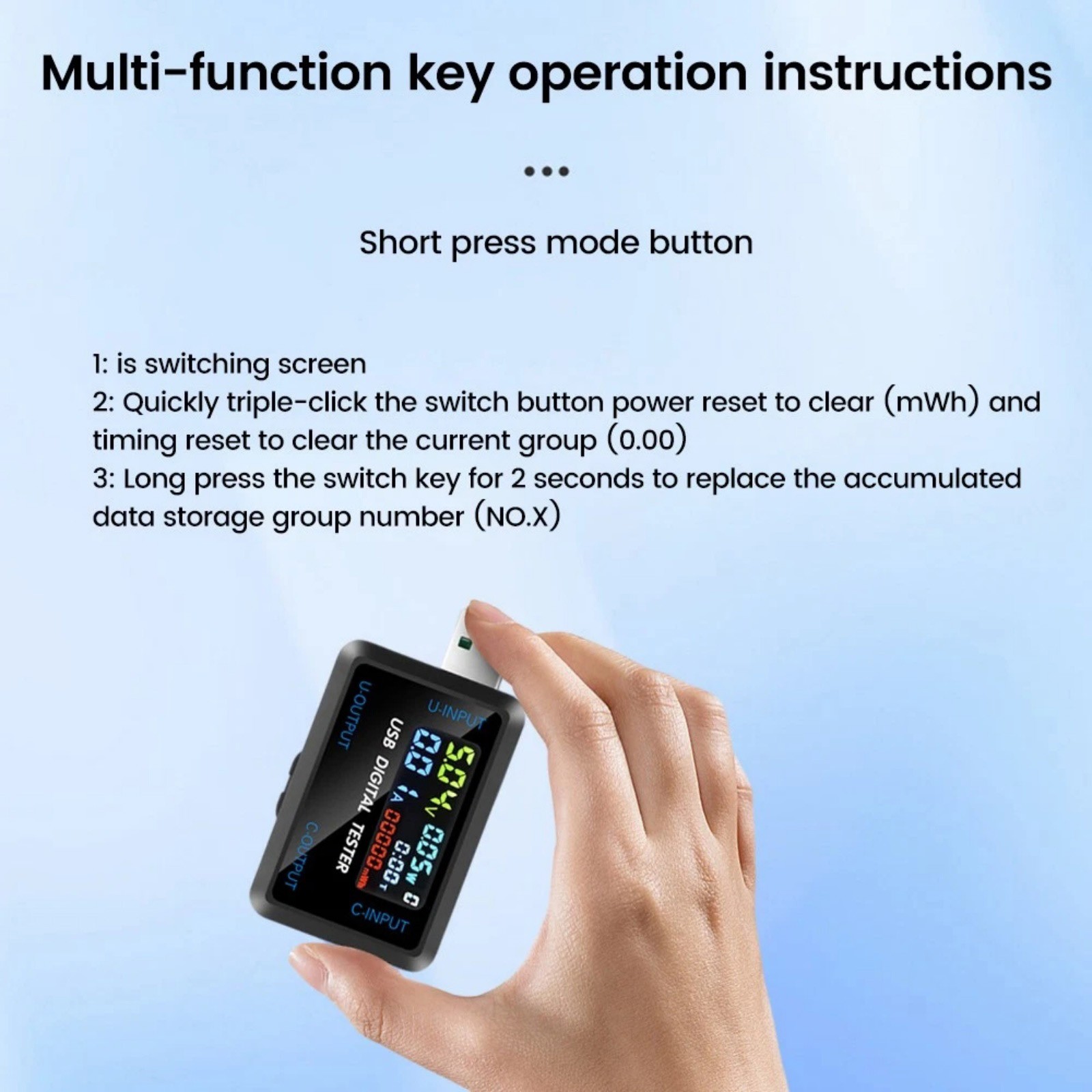 Maintenance USB C Voltmeter Current Meter Multi Function Button Power Monitor