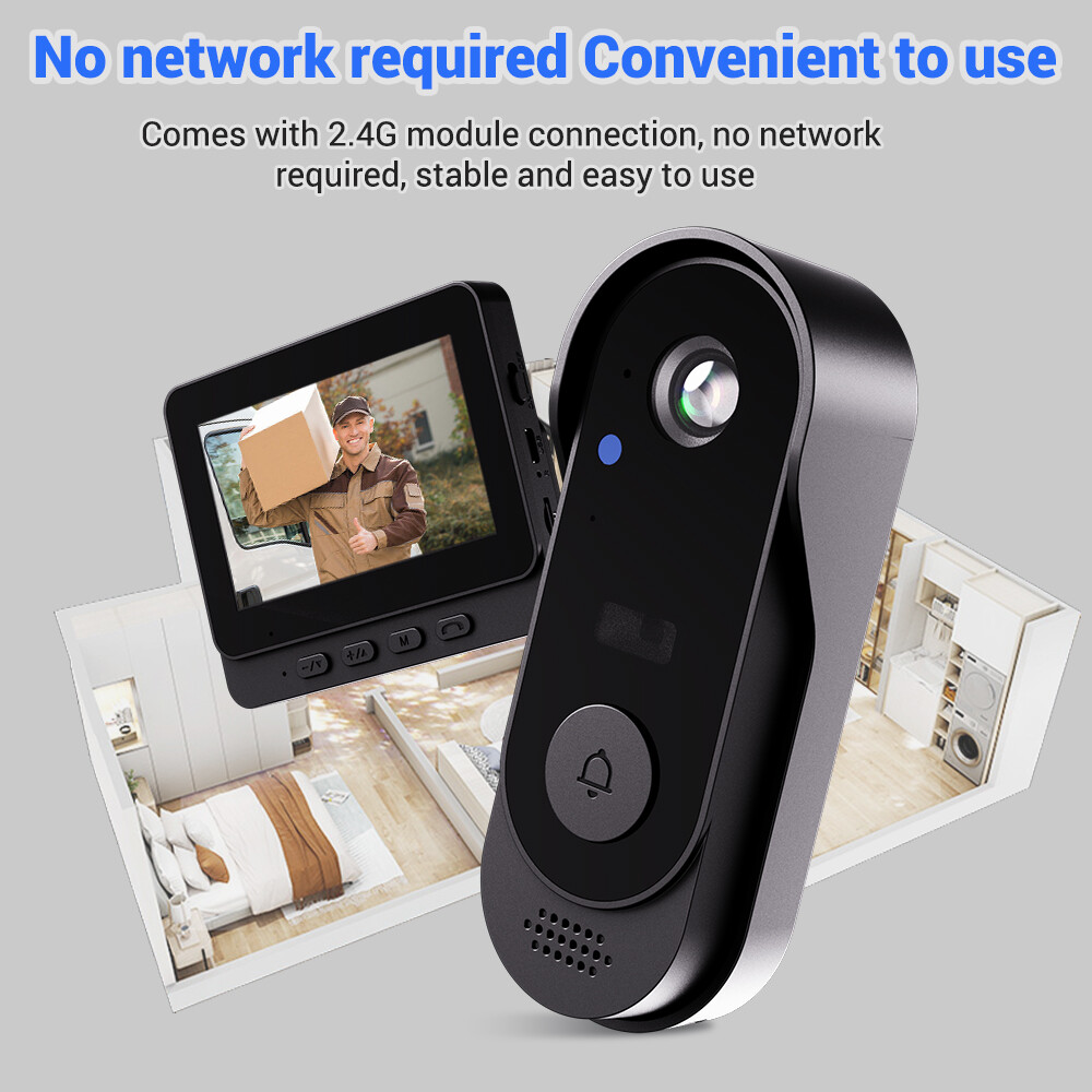 Wireless Security Smart Doorbell Intercom Two-Way Audio Camera Bell IPS Screen