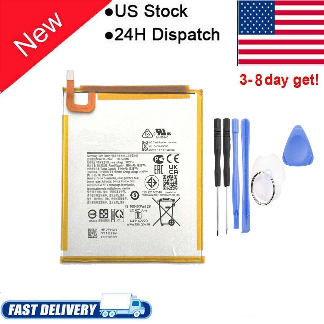 New Battery for Samsung Galaxy Tab A7 Lite SM-T225 SM-T225N HQ-3565N HQ-3565S