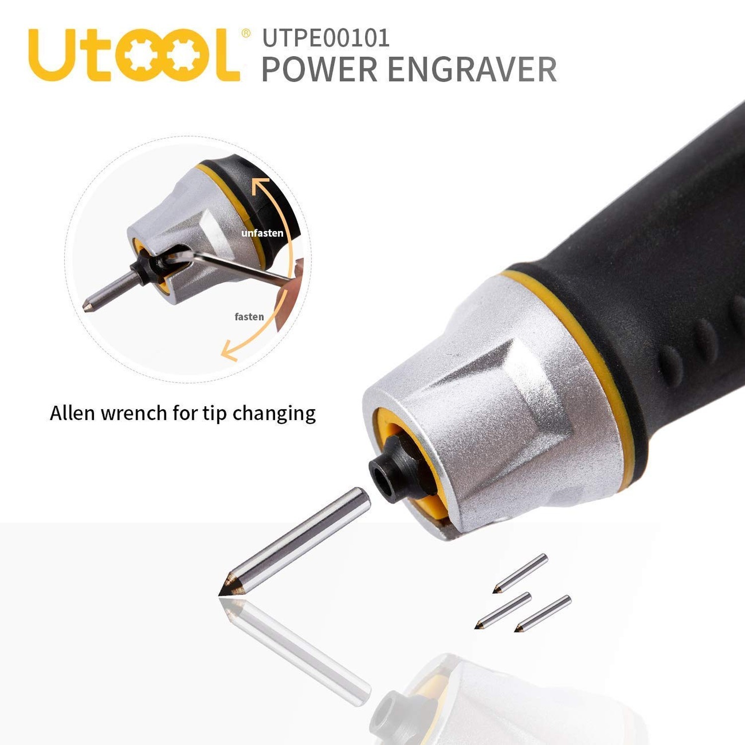 UTOOL Engraver Pen with Letter/Number Stencil, 24W Handheld Etching Tool for ...