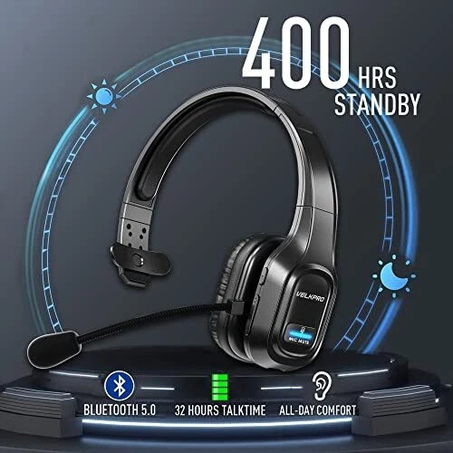Noise Cancelling Bluetooth Headset Wireless Headphone for Trucker Truck Driver