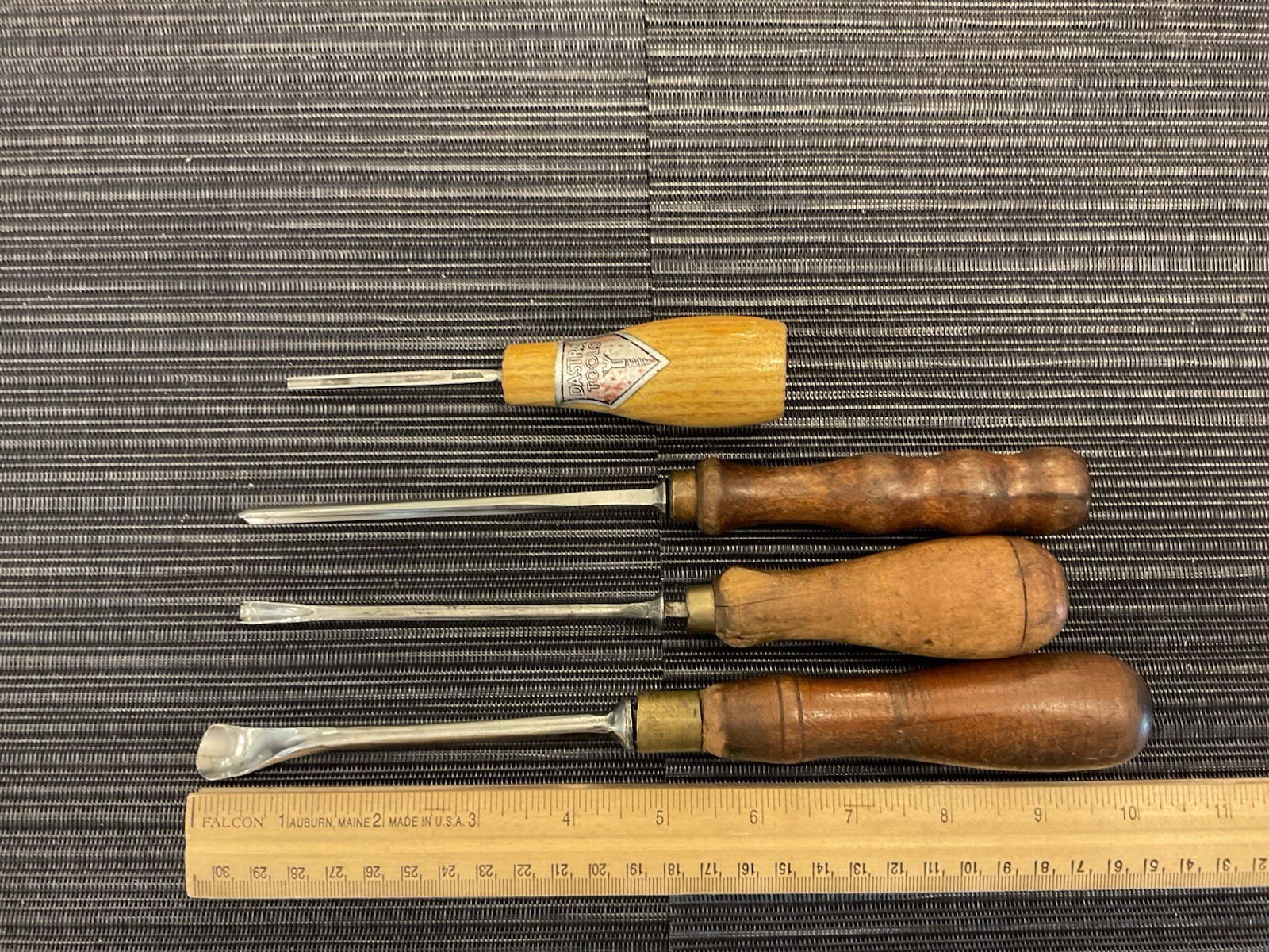 4 Assorted Vintage Wood Chisels Barton Dastra Buck Bros.