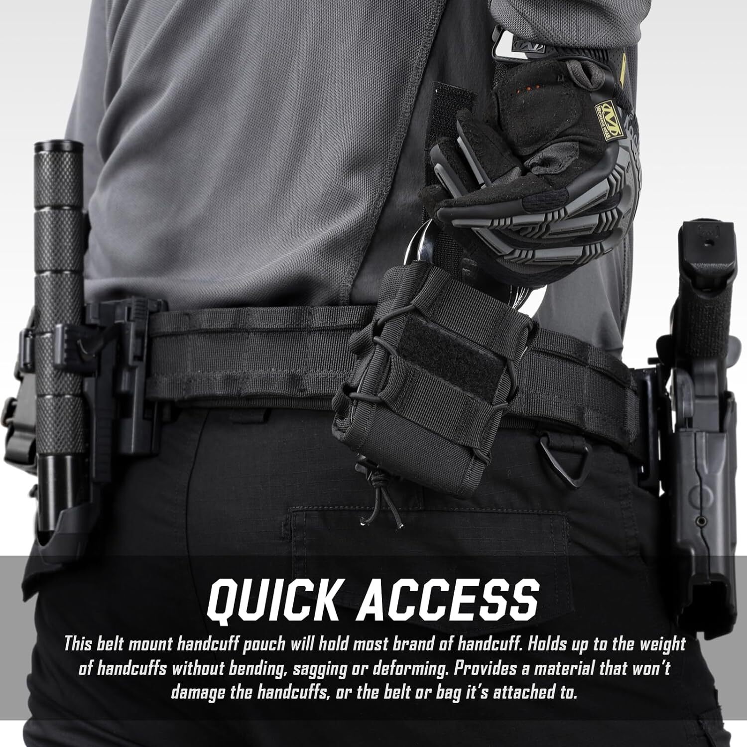 Open-Top Handcuff Pouch Folding Tactical Handcuff Compatible MOLLE Work Belts