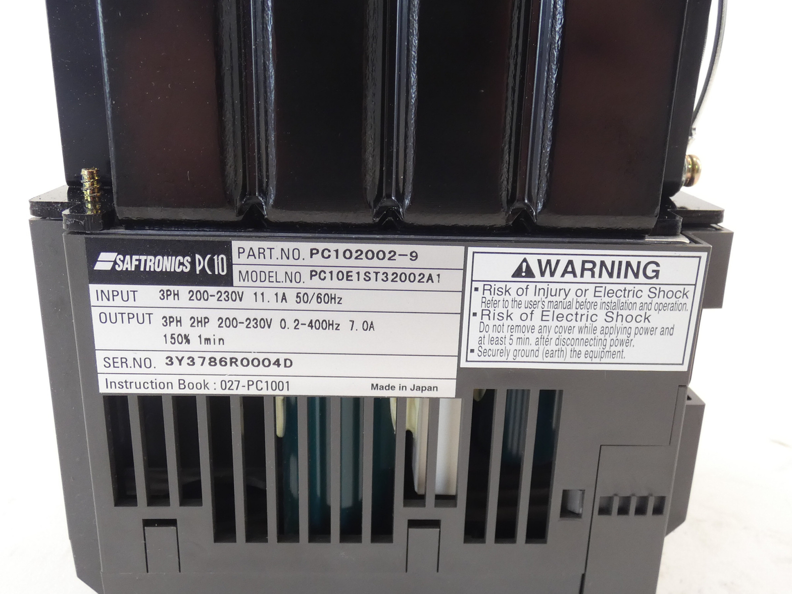 2HP Saftronics PC102002-9 Mini-Vector AC Drive 200-230V 11.1A 3PH PC10E1ST320...