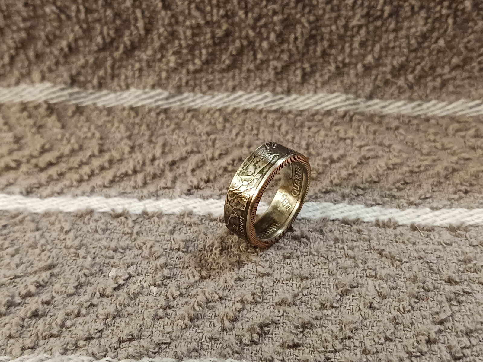 Mississippi Handcrafted Washington Quarters coin ring, size 6  2002