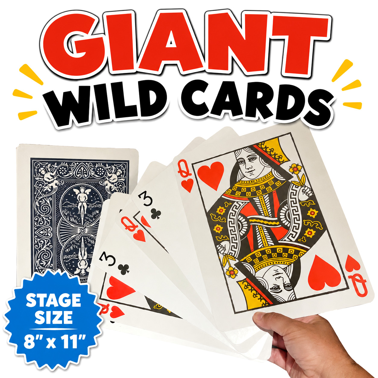 GIANT WILD CARDS Jumbo Stage Magic Trick 8" x 11" Odd Large Playing Big Change
